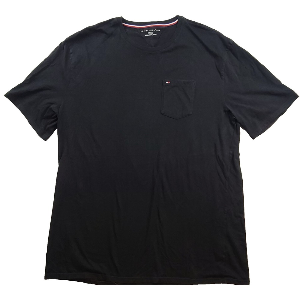 Tommy Hilfiger Mens XXXL Black Pocket T Shirt Short Sleeve Crew Neck Flag Logo
